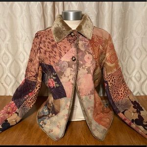 Graphic Rose Pattern Jacket w/ Warm Lining, As Is